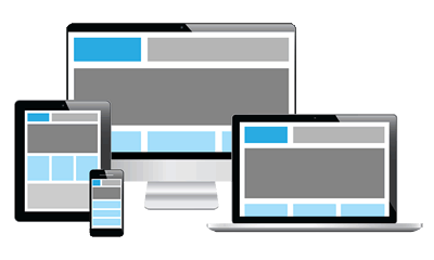 Responsive design shown on different devices and screen sizes
